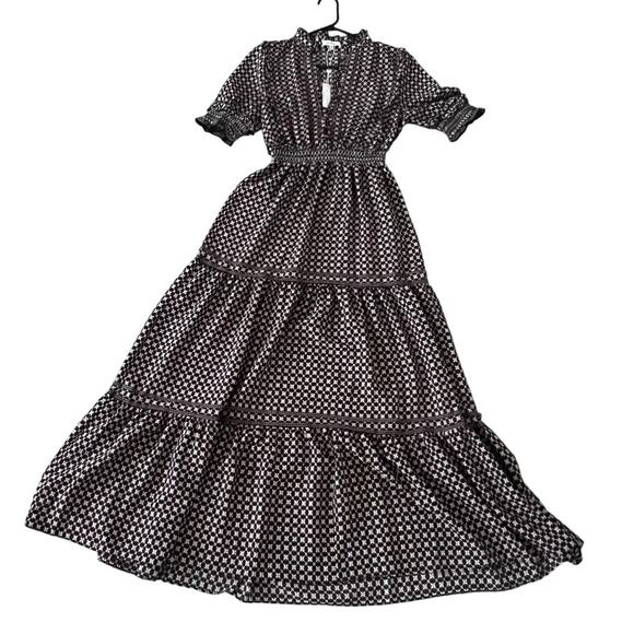 NWT Max Studio dress black white patterned layered long dress sz M w $148 tag - Picture 1 of 6